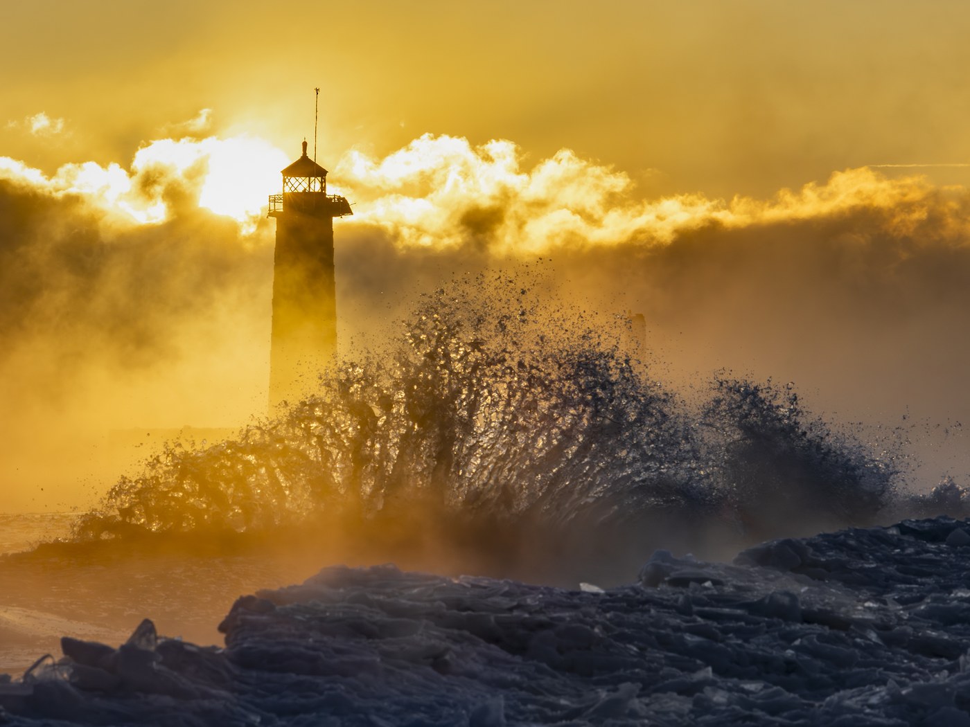 The Kenosha Collection — Arctic Fury, a lighthouse in a winter storm