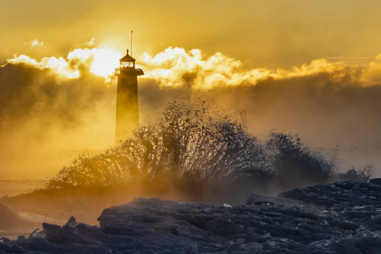 Arctic Fury — Lake Michigan winter storm crashing against the Kenosha lakefront